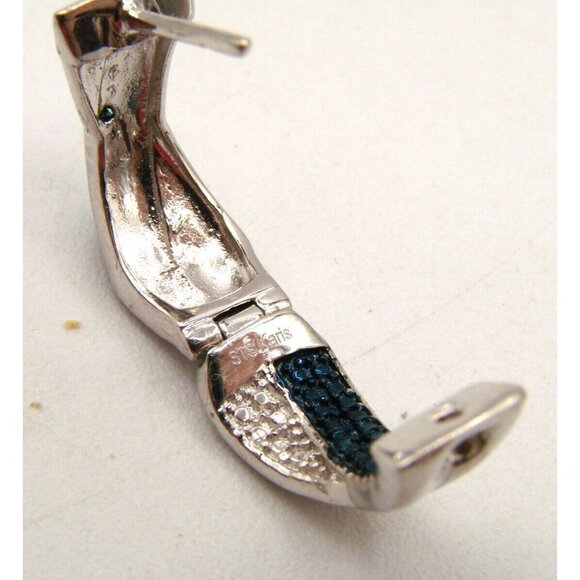 NEW Karis STS Womens Hoop Earrings Blue and Clear Rhinestones Silver Tone Pierce - Picture 7 of 11